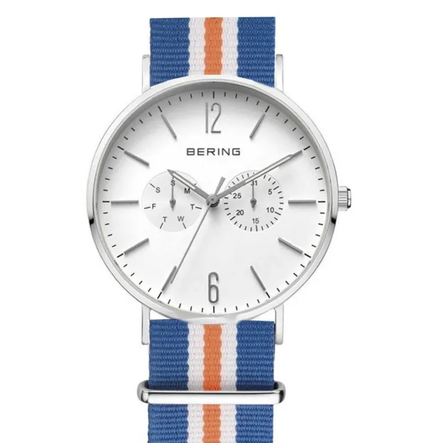 Bering Montre Hommes Montre Ultra Slim 14240-404 Nylon Coloré Tissu