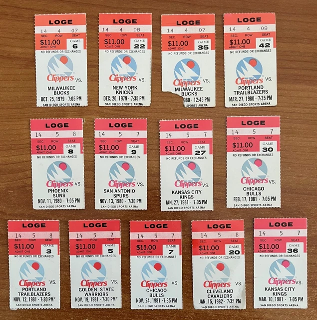 LOT of 13 SAN DIEGO CLIPPERS BASKETBALL TICKET TICKETS STUBS  Spurs Bucks Knicks
