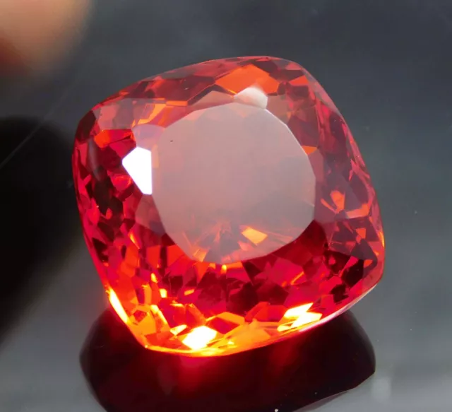 81+ Cts Certified Fire Opal Cushion Cut Translucent Maxican Orange Loose gems