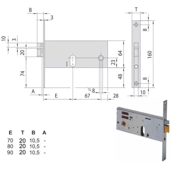 Cisa 14511-80-0 Serrure à mortaise électrique Bandes en aluminium 8015345074717