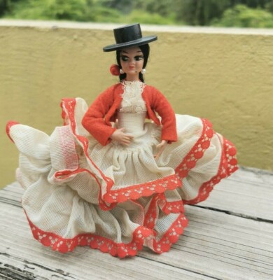 Vtg Souvenir Spanish Flamenco Dancer Plastic 5" Doll W/ Tag Beibi Made In Spain