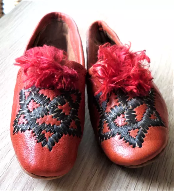 Pantofole Antiche In Pelle Bambini Scarpe Vintage
