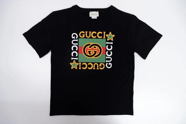 T-shirt Gucci ragazzi NUOVISSIMA stampa logo età 6 anni manica corta nera £155