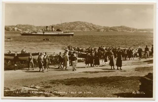 Steamer , Isle of Iona Scotland UK Vintage Ship Photo Postcard