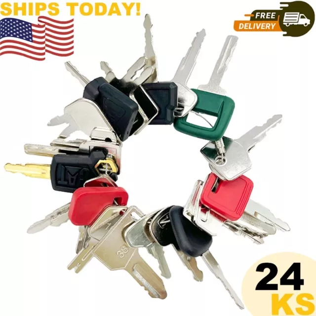 24X Heavy Equipment Keys CAT Case Cat Volvo Komatsu Kubota Bobcat JLG JCB IHI