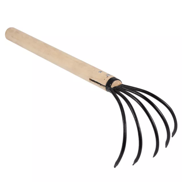 Garden Rake Wooden Handle Heavy Duty Wire Leaf Rake