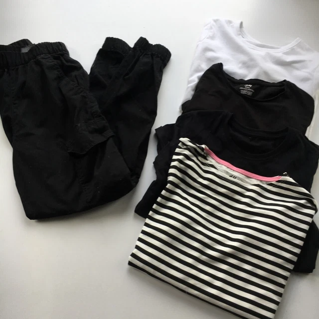 PACCHETTO RAGAZZE H&M Monocromatico NERO BIANCO 8 9-10 ANNI NUOVI articoli top jogger