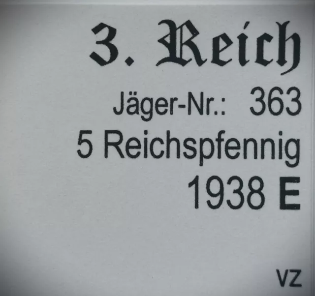 3. Reich 5 Pfennig 1938 E, J. 363 3