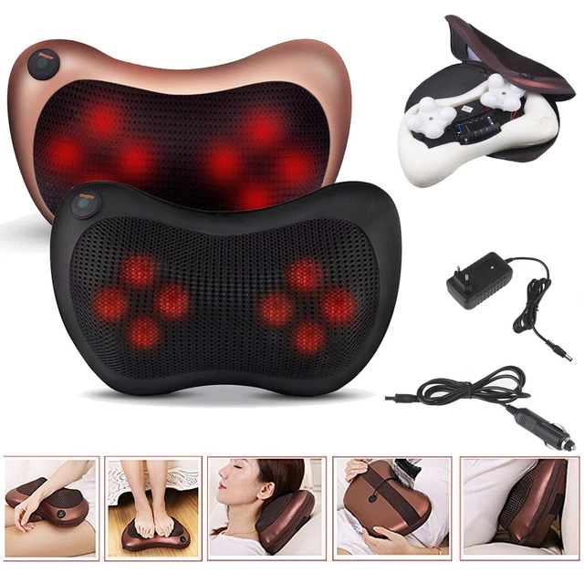 Coussin de Massage Shiatsu avec 8 Rouleaux 3D Masseur oreiller de Pétrissage FR