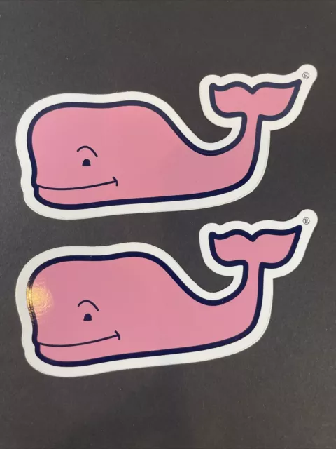 2 New Authentic Vineyard Vines Pink Whale Sticker Laptop Yeti Car Decal