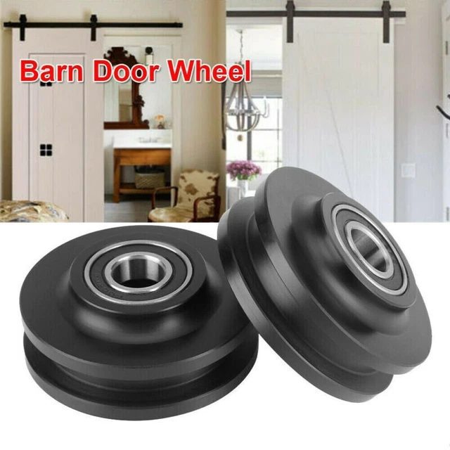 2* Grinding Spraying Barn Door Wheel Closet Hardware Kit Roller Cabinet Pulley.