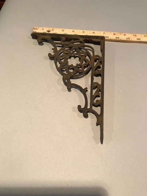 Ornate Sunburst Antique Cast Iron Wall Shelf Bracket Architectural Hardware