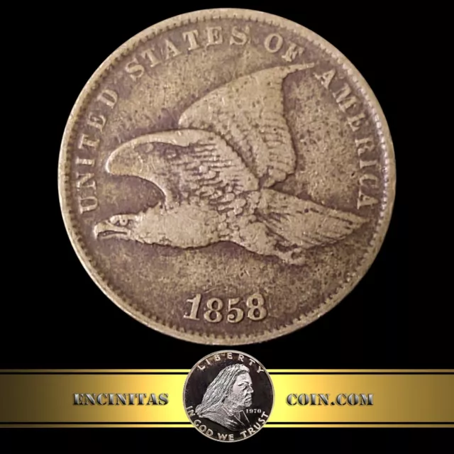 Nice Circulated 1858 SL FLYING EAGLE CENT US Coin Feather Detail with RIM CUD