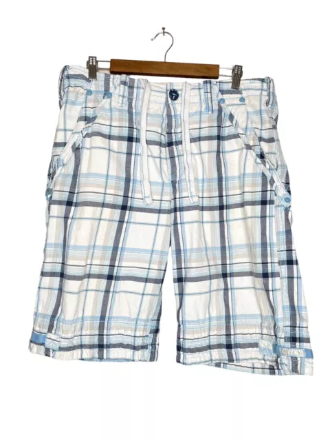 Jetlag Organic Sanforized 34 Mens Multicolor Plaid Drawstring Waist Chino Shorts