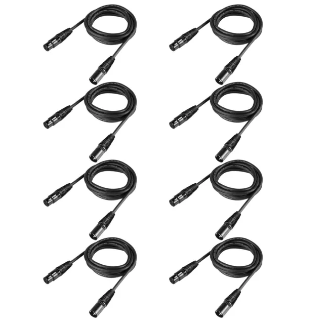 Neewer 8 Pack 6.5ft DMX Stage Light Cables with 3 Pin XLR Male to Female