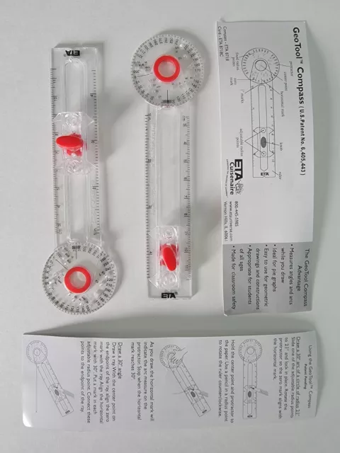 Lote de 28 Reglas de Matemáticas GeoTool Brújula de ETA Cuisenaire Escuela 2