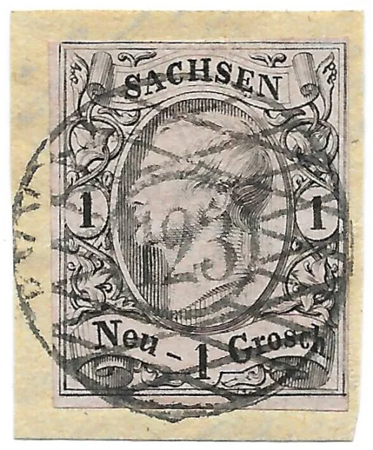 Sachsen Nummernstempel ~ N123 Lengenfeld ~ MiNr. 9 ~ 1 Ngr.