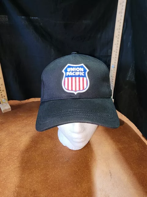 Vtg Union Pacific Steam Locomotive Railroad Hook & Loop Adjustable Baseball Hat