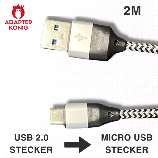 2M Micro USB Kabel Nylon Ladekabel Datenkabel Micro USB Smartphone Tablet