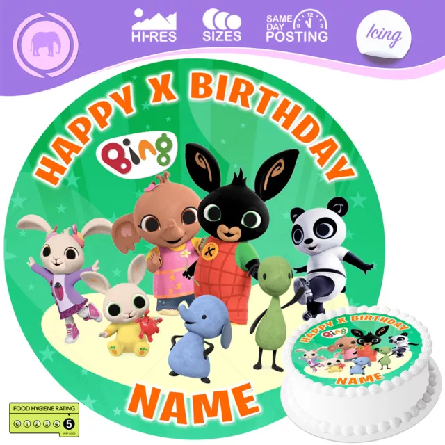 Bing Cake Topper Sula Personalised Birthday Decoration Circle Round Edible Icing