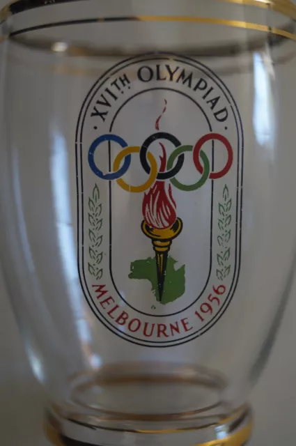 Olympic Games Collectable 1956 Melbourne Official Logo Olympic Glass 2