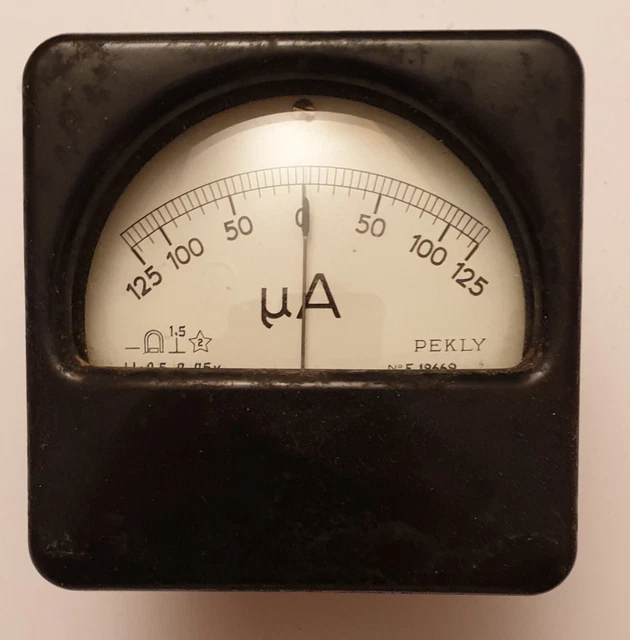 Galvanometro PEKLY 125µA - 0 Centrale - Resistore Del Cornice 4 Kohm
