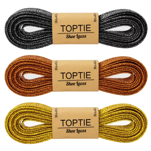 TOPTIE 3 Pairs Glitter Shoelace Colorful Flat Bling Metallic Shoe Strings-45Inch