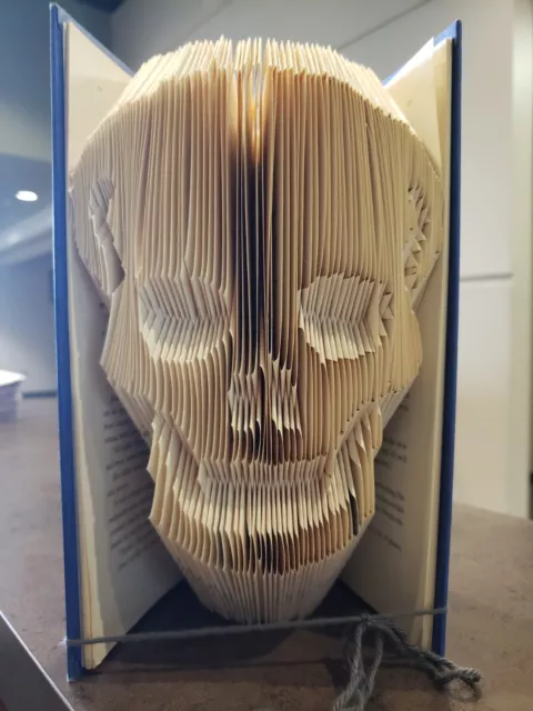 Folded Book Art Halloween Decor Skull Book Nerd Gift Fallen Angel Nora Roberts