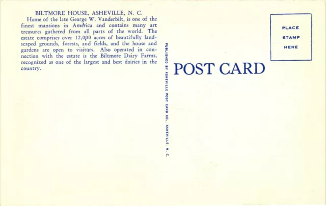 Airplane View of Biltmore House College Asheville North Carolina NC Postcard 2