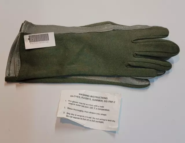 New US Military Flyers Summer GS/FRP-2 Flight Gloves Sage - Size 5