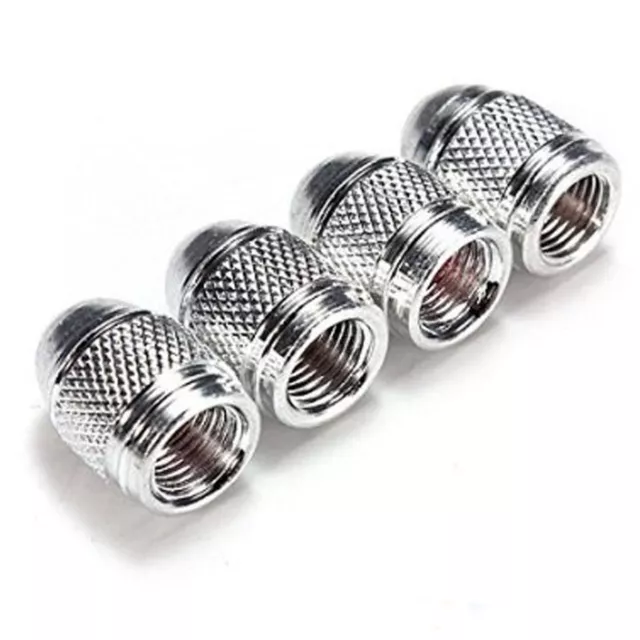 Silver Chrome Wheel Tyre Valve Stems Air Dust Cover Screw Caps Car Truck Bike