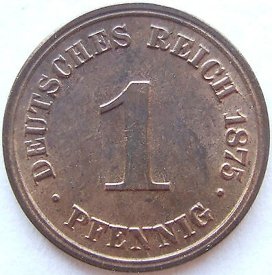 Pièce de Monnaie Reich Allemand Empire 1 Pfennig 1875 J En Uncirculated