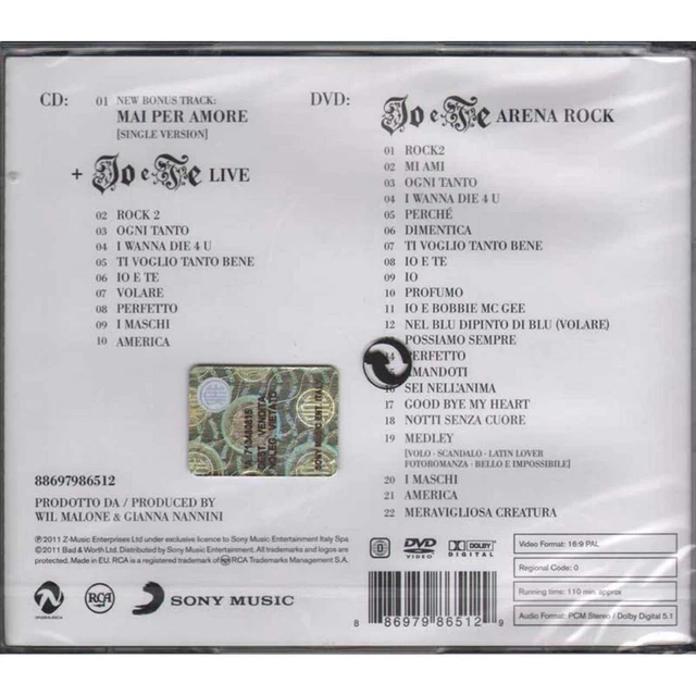 GIANNA NANNINI CD DVD Io Et Te Live / sony Music Rca 88697986512 Scellé ...