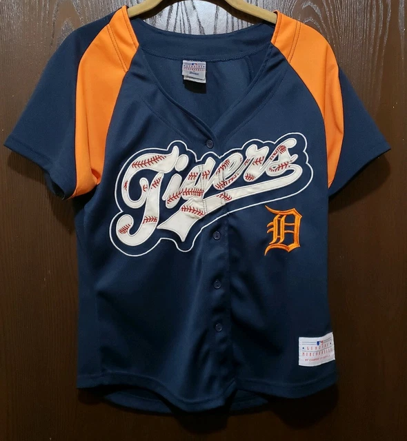 Blue & Orange Detroit Tigers Baseball Jersey Woman Small STITCHED Blue & Orange Detroit Tigers Baseball Jersey Woman Small STITCHED