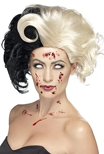 Smiffys Deluxe Evil Madame Wig, Black & Blonde