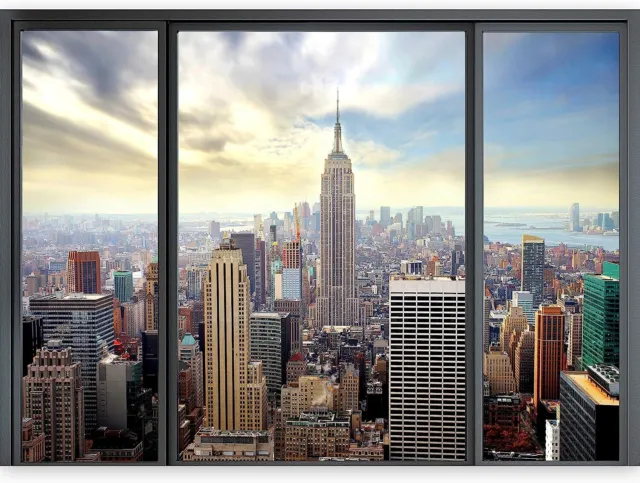 Papier peint intissé 3D 150x210 poster Déco Vue depuis fenêtre New York 2
