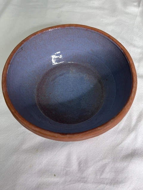 Made in USA Handmade Blue Ceramic Pottery Bowl  Aztec  Southwestern