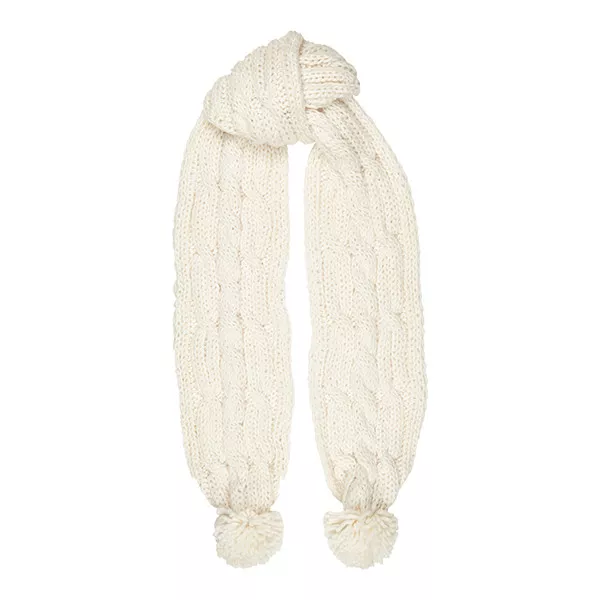 Aran Traditions femmes hiver câble chaud style tricoté écharpe pom pom pom pom