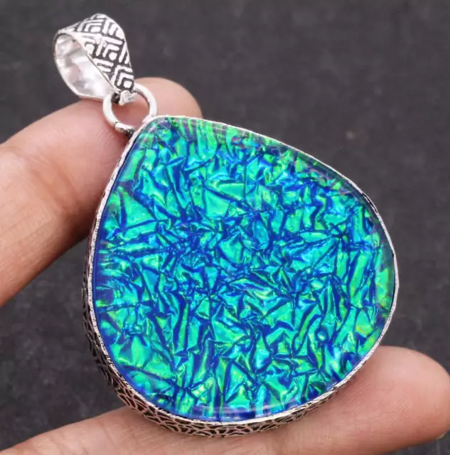 Opal Tripplet Art Piece 925 Silver Plated Pendant of 1.8"