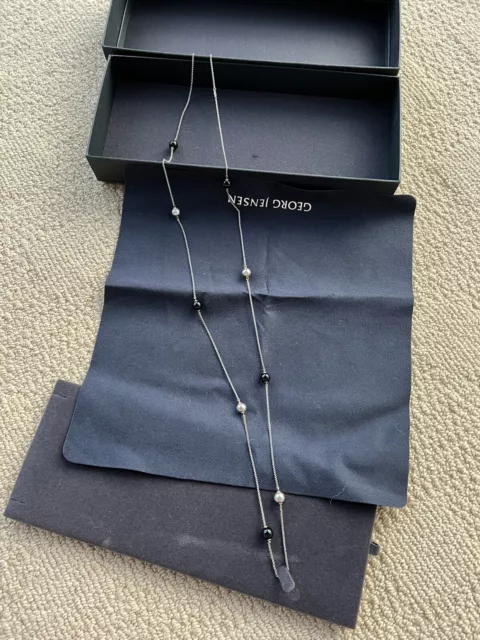 Georg Jensen Moonlight Grapes Silver Onyx Necklace As New Original Packaging