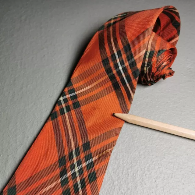 Vintage c. 1970s - 1980s Red Tartan Silk Tie - made in Scotland by Macgregor 3