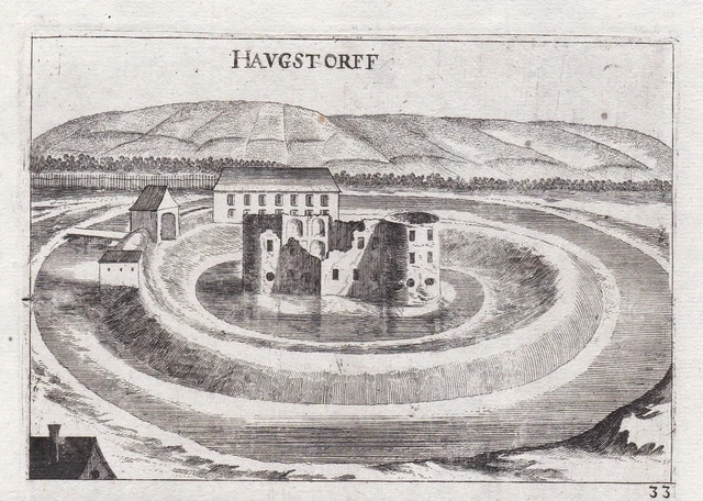 Haugsdorf Hollabrunn Incisione Stampa Antica Vischer Bassa Austria 1672