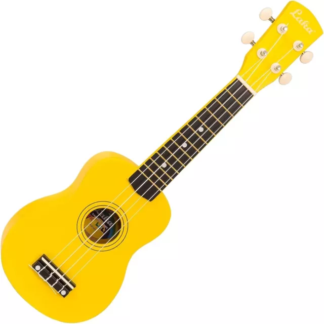 Laka Rainbow Series Soprano Ukulele & Carry Bag ~ Yellow