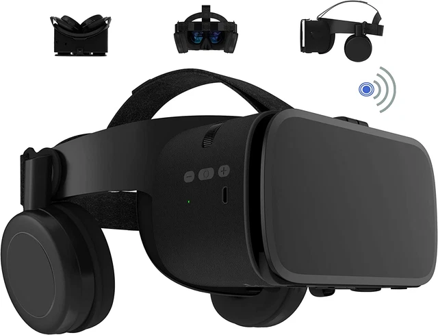 3D Virtual Reality VR Headset with Wireless Remote Bluetooth, VR Glasses for Mov