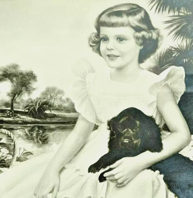 Joskes Texas Girl Illustration Print Cocker Spaniel Country Child Vintage 1940s