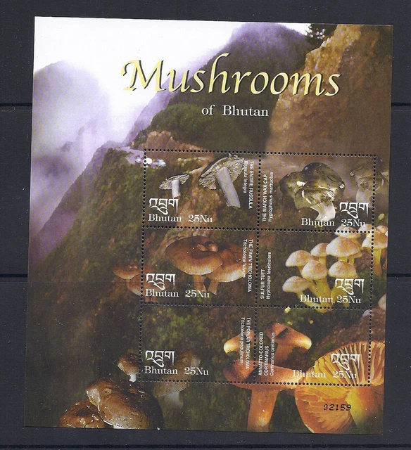 Bhutan Musrooms Champignons Souvenir Blatt VF Postfrisch