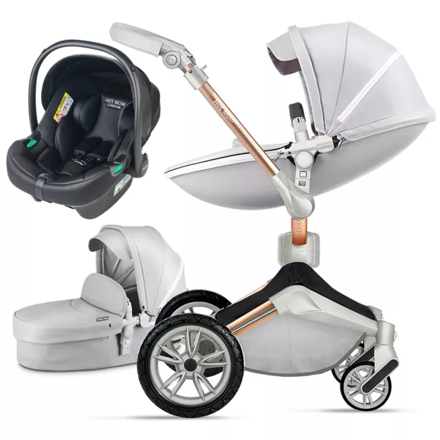 Hot Mom 3 in 1 Baby Stroller  360° travel system High view pushchair car seat