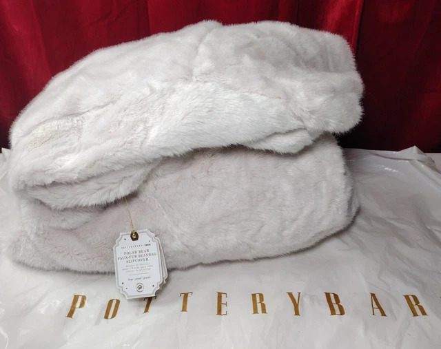 Bolso de frijoles de piel sintética Pottery Barn adolescente oso polar grande 41"" NUEVO