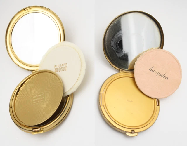 Lot Vintage Rouge Face Powder Vanity Compact Richard Hudnut Hampden Mirror Puff