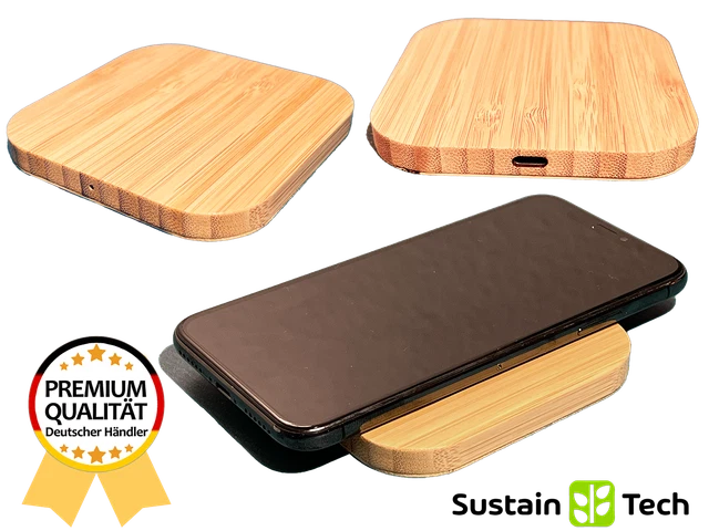 Handy Ladestation Wireless Charger Fast Charger iPhone Samsung Holz 10W 15W